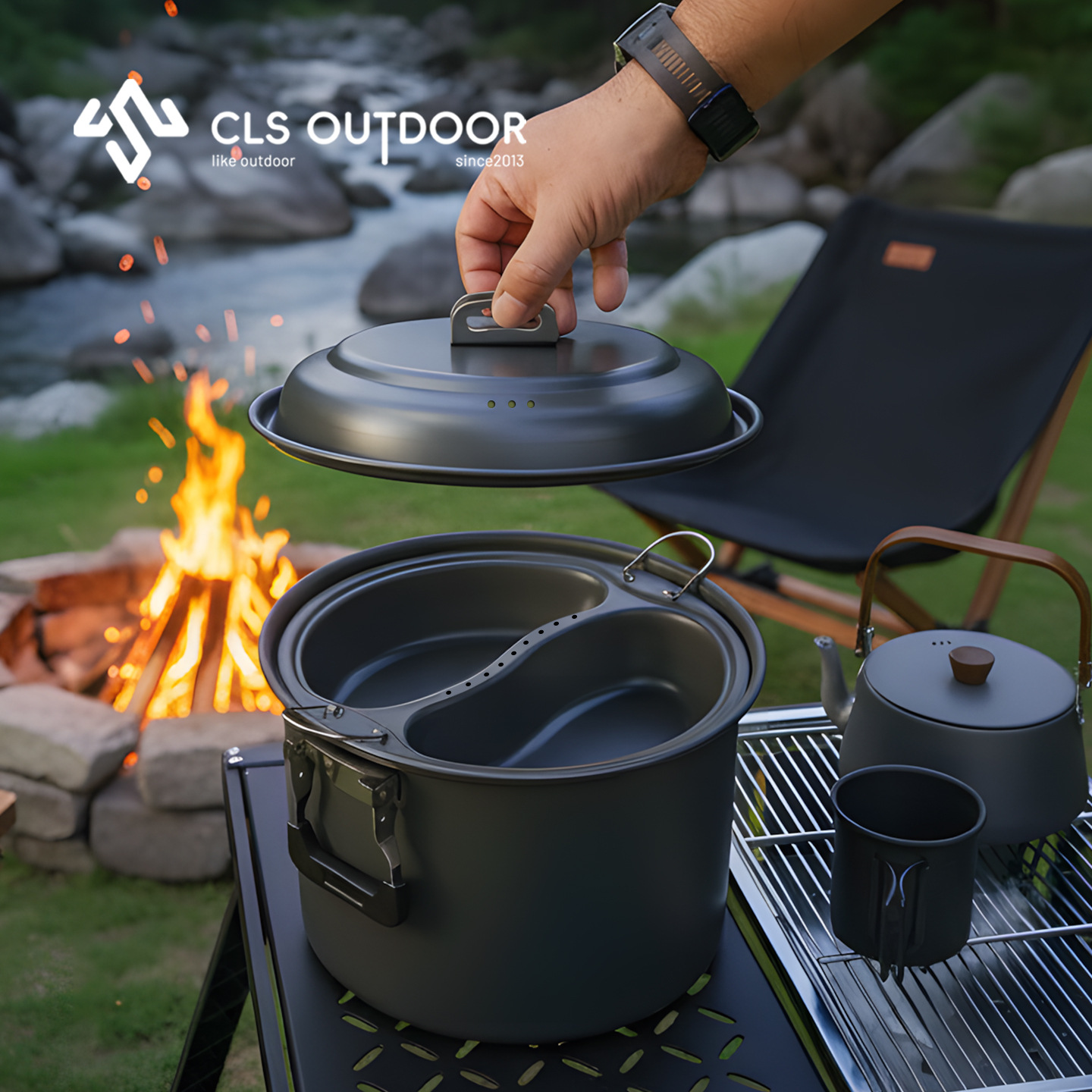 Camping Cooking Pot Large - 6,5L Grote Capaciteit Mandarijneend Stoom- en