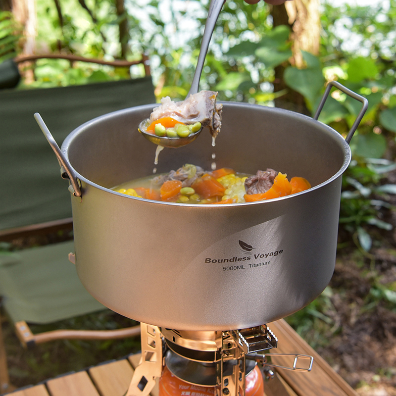 Camping Cooking Pot Large - Grenzeloze Reis Titanium Pot 5.0l Draagbare