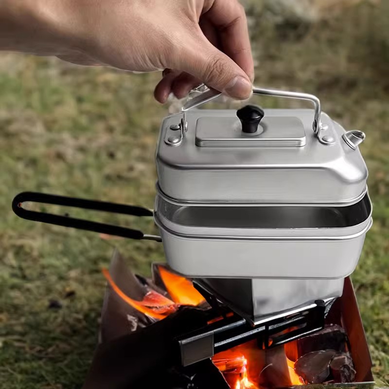 Camping Cooking Pot Stainless Steel - Ultralichte Draagbare Picknick Camping Toeristenketel Theepot