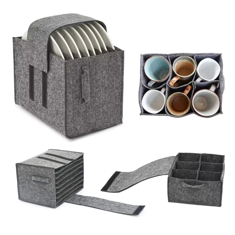 Camping Cooking Utensil Holder - Vilten plaat schotel beker opbergtas houder