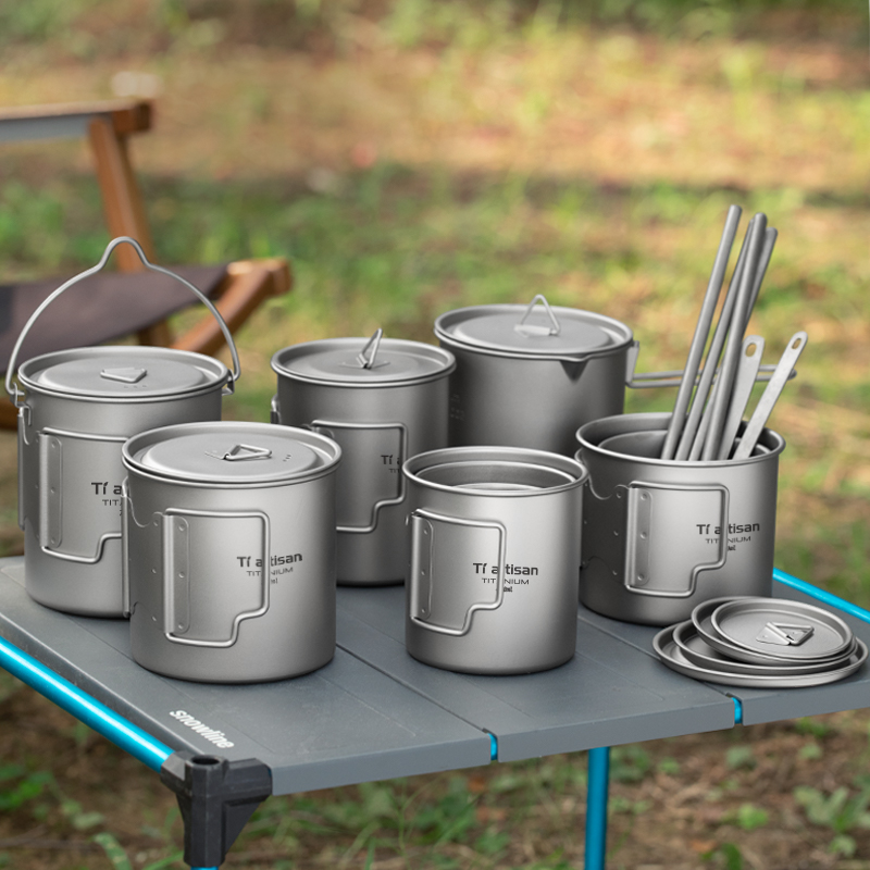 Camping Cooking Cup - Tiartisan Outdoor Titanium Lichtgewicht Draagbare Thee