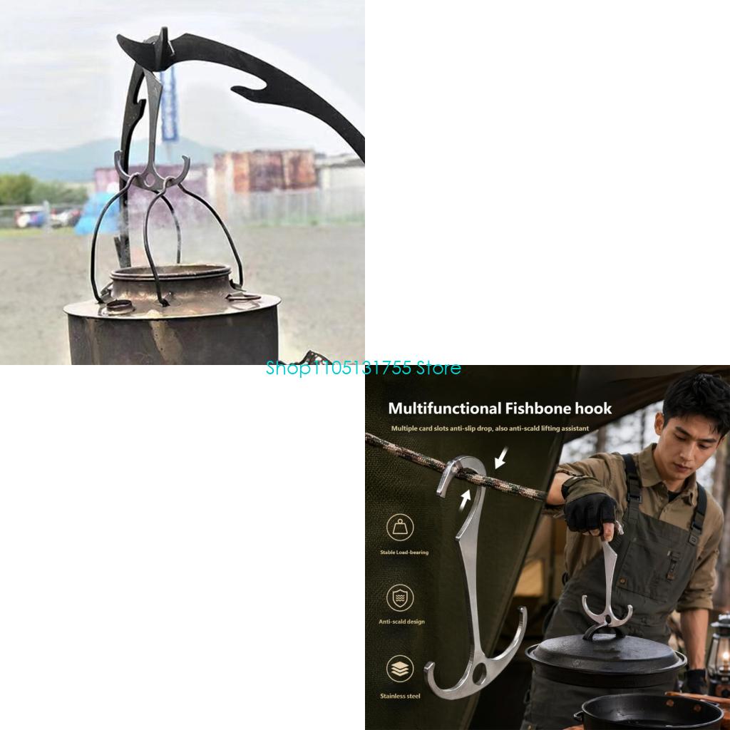 Camping Cooking Bag - K0EF Kookgedeelte Opberghaak Metalen kampdeel met