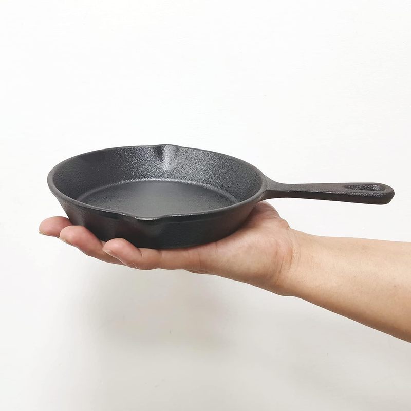 Camping Cooking Cast Iron - 6 inch gietijzeren koekenpan, braadpan met