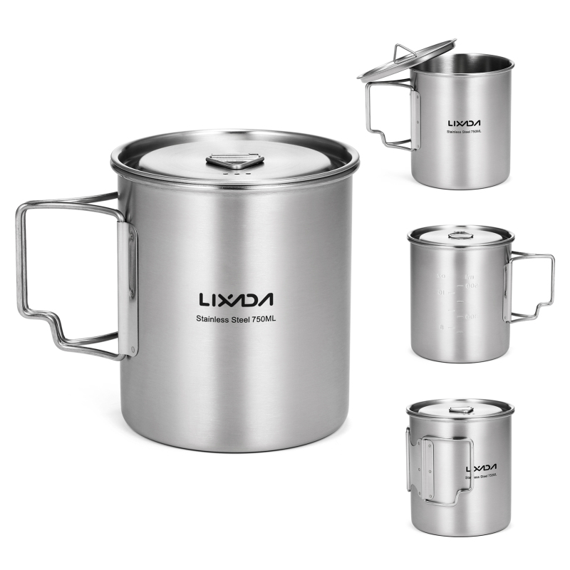 Camping Cooking Cup - Lixada 750Ml Cup Outdoor Roestvrijstalen Waterbeker