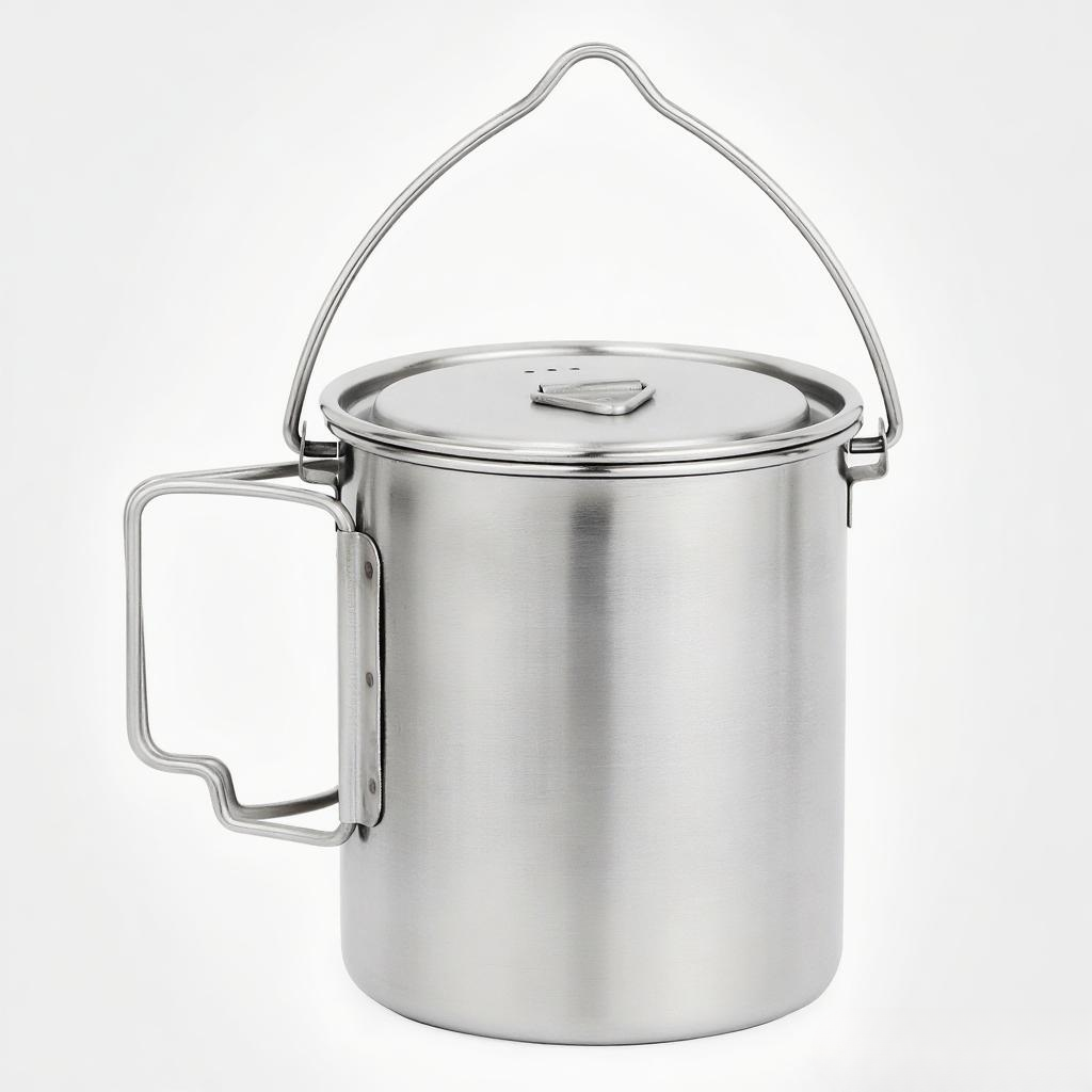 Camping Cooking Cup - 750 ml roestvrijstalen pot, draagbare watermok,