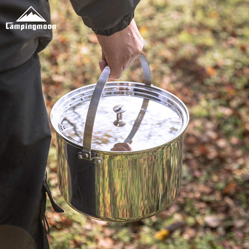 Camping Cooking Pot Large - CAMPINGMOON CC-24 roestvrijstalen picknickkookgerei met grote