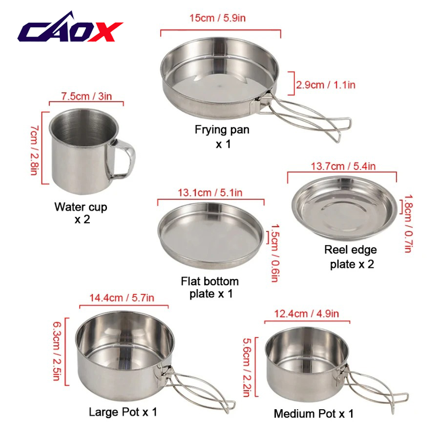 CAOX 8-delige camping kookset  - Camping Cooking Mess Kit recensie en prijs
