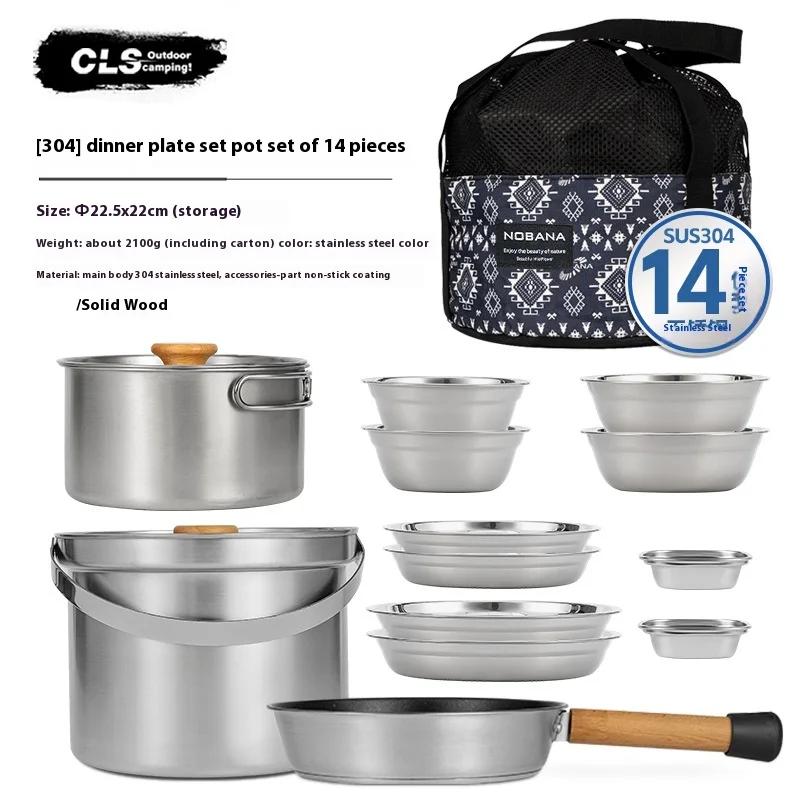 NOBANA&CLS 22-delige RVS Outdo - Camping Cooking Pot Stainless Steel recensie en prijs
