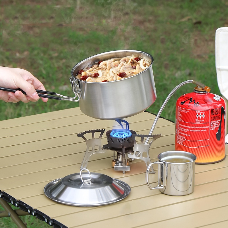 Hot Sale 304 roestvrij staal O - Camping Cooking Mess Kit recensie en prijs
